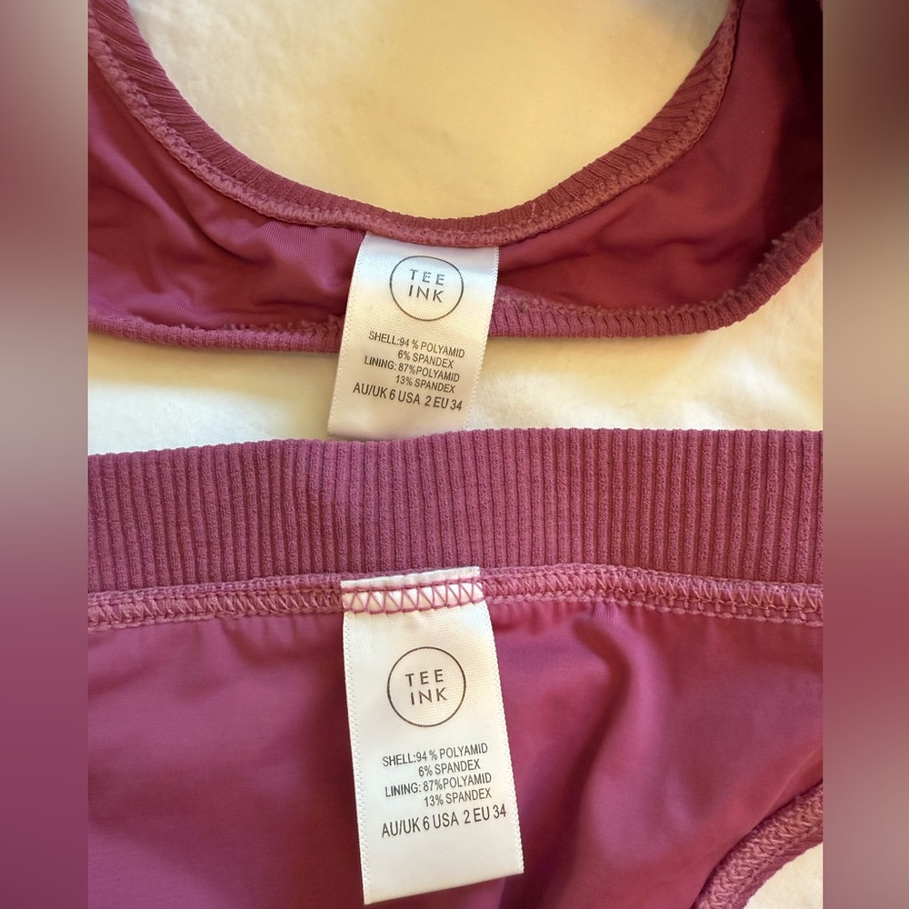 Women's Ribbed Mauve Bikini Set - Picture 3 of 3